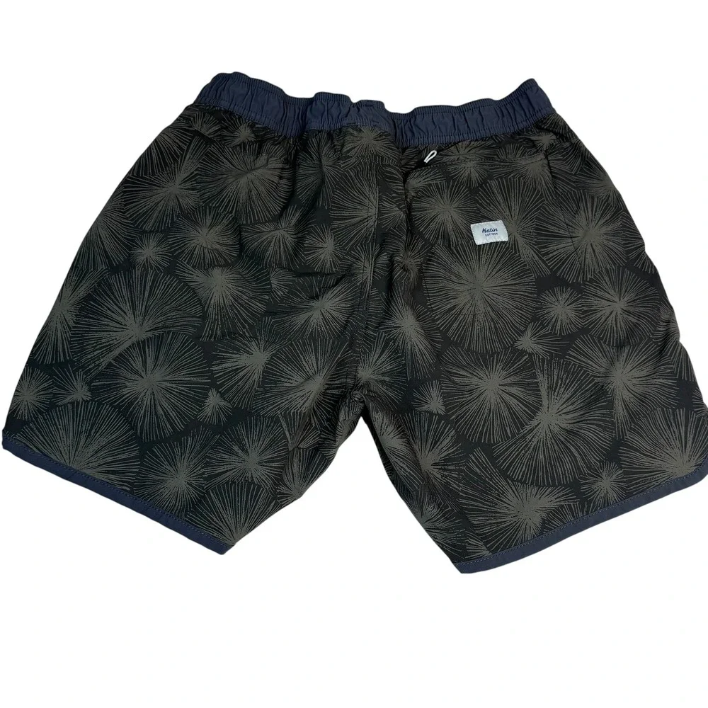 Katin Mens Starburst Print Swim Trunks Charcoal Grey Board Shorts Size S 2261